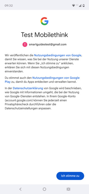 Wählen Sie Ich stimme zu