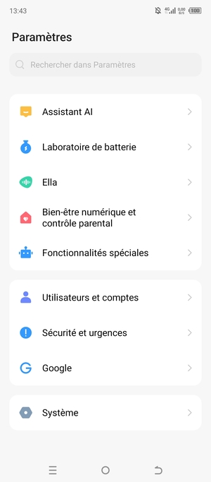 Faites défiler et sélectionnez Système