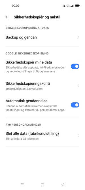 Vælg Sikkerhedskopieringskonto