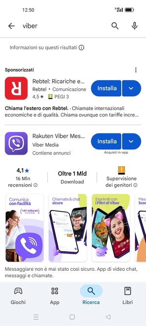 Seleziona l'applicazione
