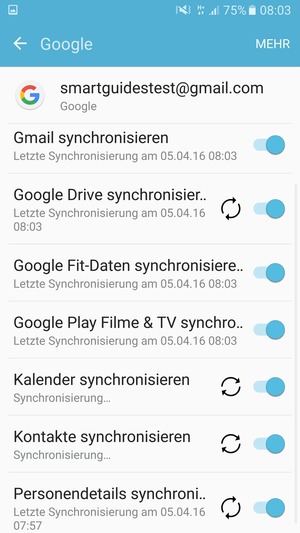 Ihre Kontakte von Google werden nun auf Ihr Galaxy synchronisiert