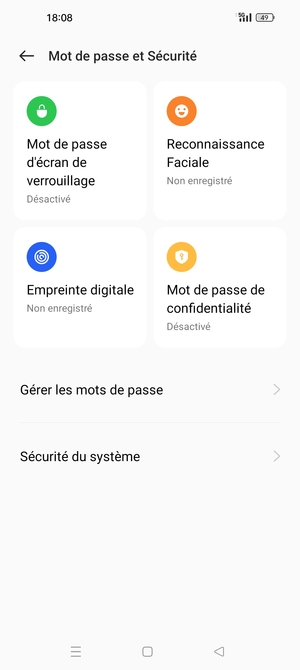 Sélectionnez Sécurité du système