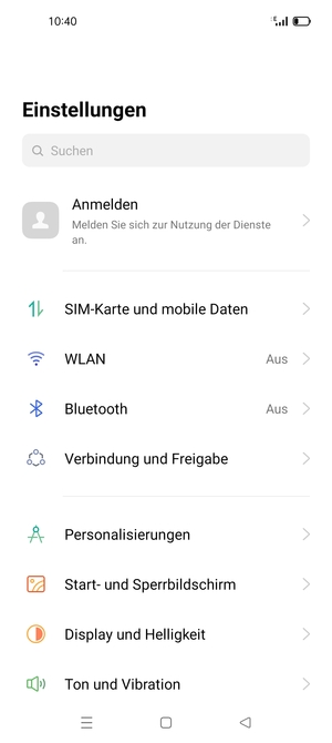 Wählen Sie SIM-Karte und mobile Daten