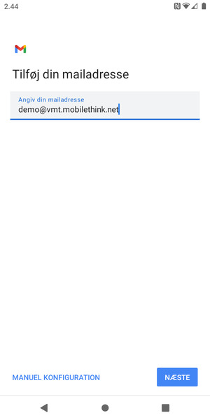 Indtast din e-mailadresse og vælg NÆSTE
