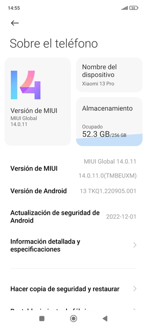 Desplácese y seleccione Hacer copia de seguridad y restaurar