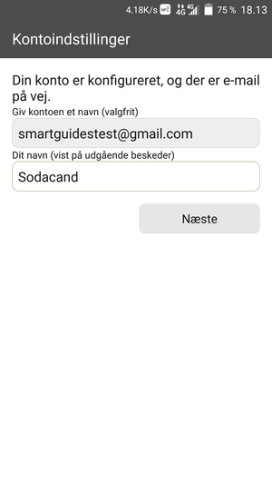 Giv din konto et navn og indtast dit navn. Vælg Næste