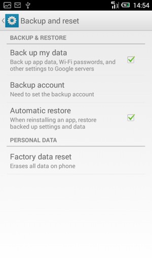 Select Backup account