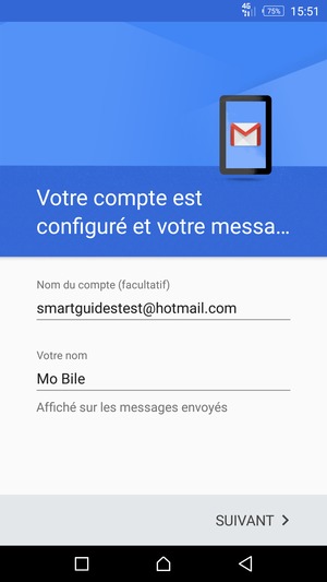 Donnez un nom à votre compte et saisissez votre nom. Sélectionnez SUIVANT