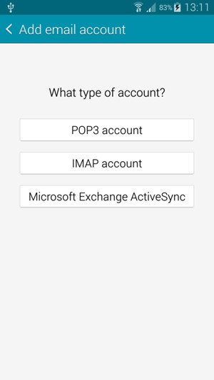 Select POP3 account or IMAP account