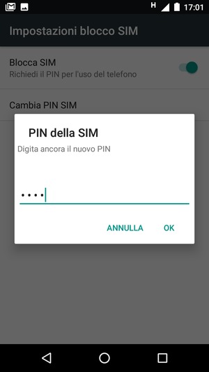 Conferma il nuovo PIN della SIM e seleziona OK