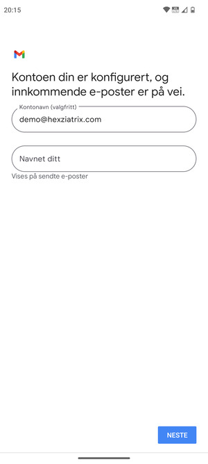 Gi kontoen din et navn, og skriv inn navnet ditt. Velg NESTE
