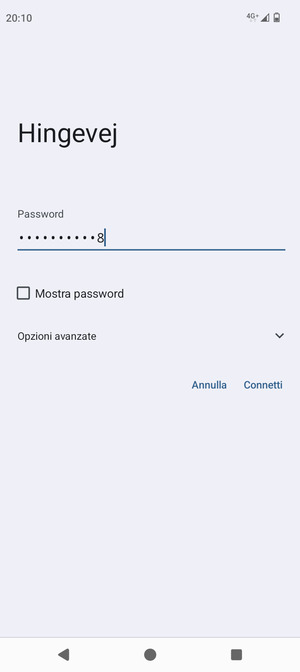 Inserisci la password del Wi-Fi e seleziona Connetti