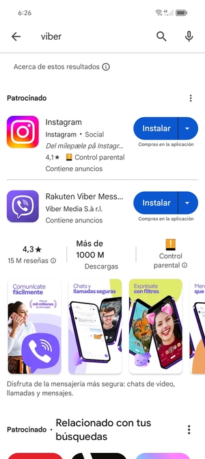 Seleccione la aplicación
