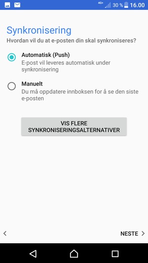 Velg ønsket alternativ og velg NESTE