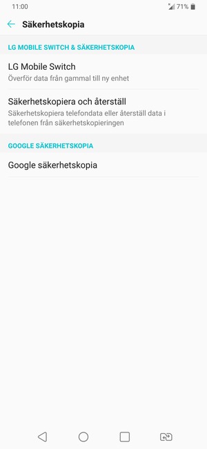 Välj Google säkerhetskopia