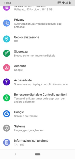 Scorri e seleziona Sicurezza