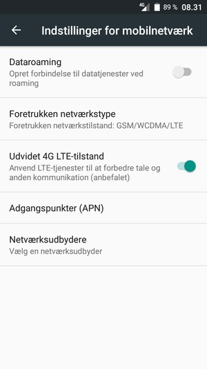 For at skifte netværk, hvis der opstår netværksproblemer, vælg Netværksudbydere