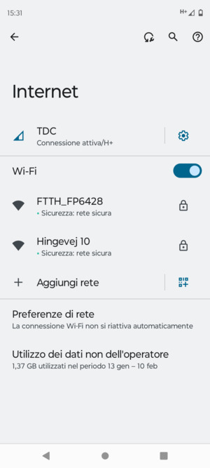 Seleziona la rete wireless a cui desideri connetterti