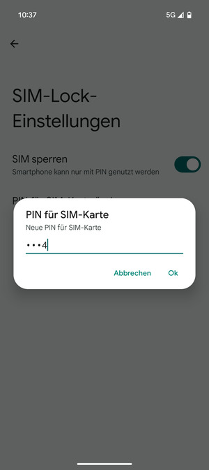 Geben Sie Ihre Neue PIN für SIM-Karte ein und wählen Sie Ok