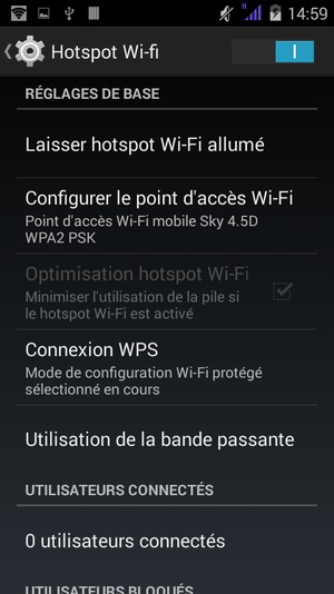 Votre téléphone est maintenant configuré pour être utilisé comme modem