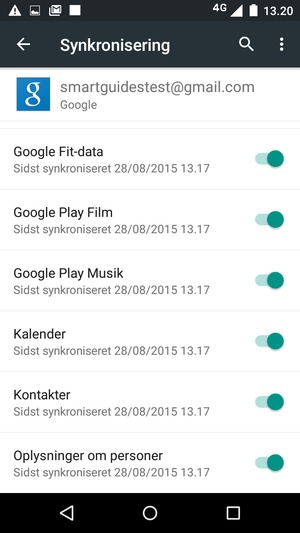 Kontroller at Kontakter er valgt