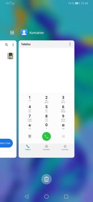 Vælg Slet-ikonet for at lukke alle åbne apps