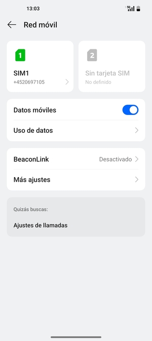 Seleccione SIM1 o SIM2