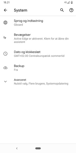 Vælg Backup