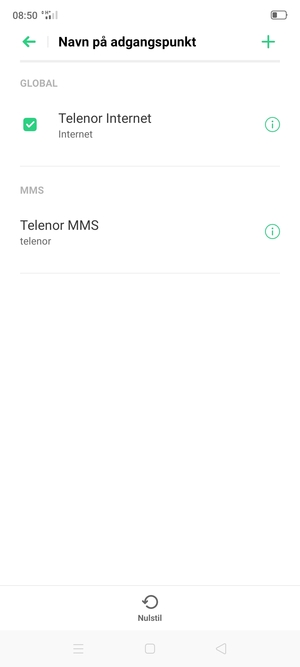 Vælg internetadgangspunktet