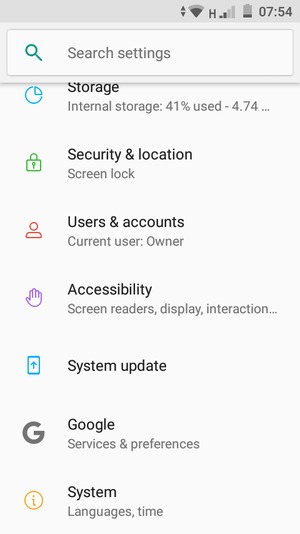 Scroll to and select  Users & accounts