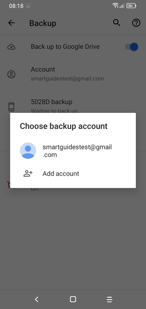 Select your backup account