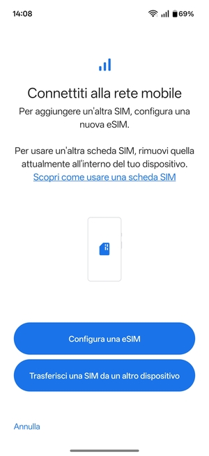 Seleziona Configura una eSIM