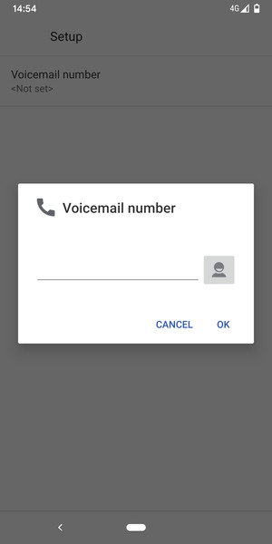 Enter the Voicemail number and select OK