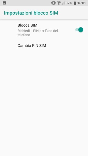 Seleziona Cambia PIN SIM