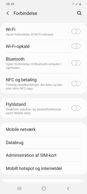 Vælg Mobile netværk