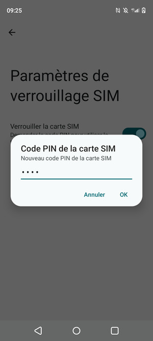 Saisissez votre Nouveau code PIN de la carte SIM et sélectionnez OK
