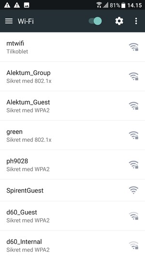 Du er nå koblet til Wi-Fi-nettverket