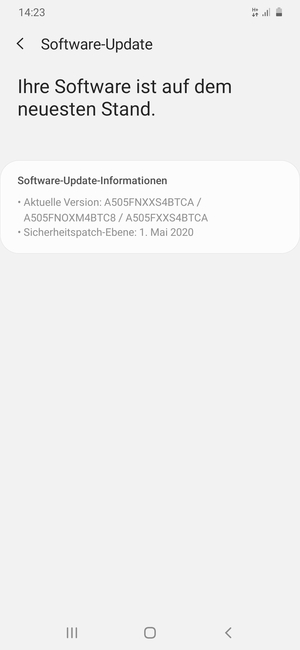 Falls Ihr Handy aktualisiert ist, wird Ihnen der folgende Bildschirm angezeigt