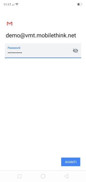 Inserisci la tua password e seleziona AVANTI