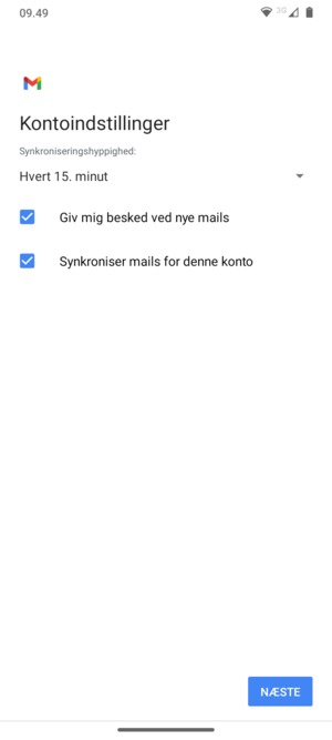 Vælg NÆSTE