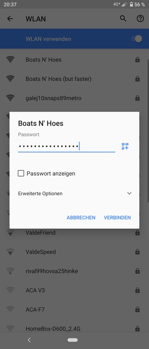 Geben Sie das WLAN-Passwort ein und wählen Sie VERBINDEN