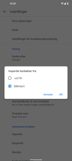 Vælg SIM-kort og vælg OK
