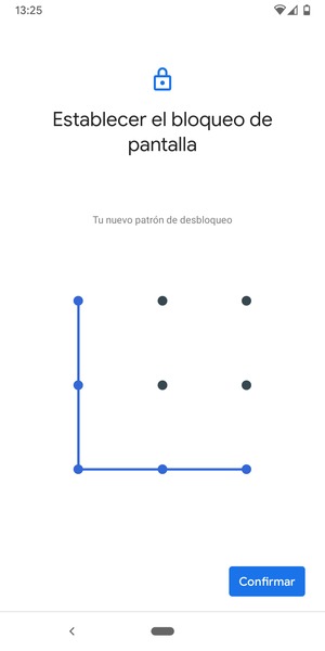 Dibuje de nuevo el patrón de desbloqueo y seleccione Confirmar