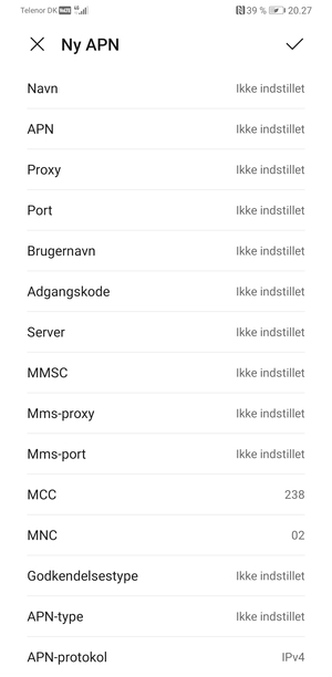 Indtast internet-oplysninger
