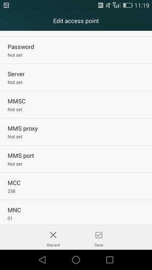 Scroll down and enter MMS information