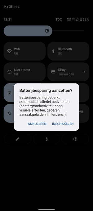Selecteer INSCHAKELEN