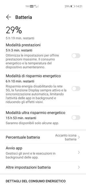 Attiva Modalità di risparmio energetico