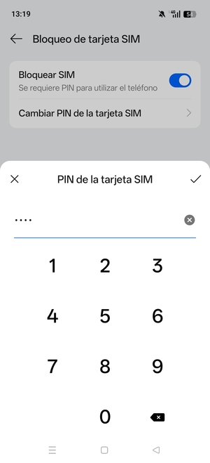 Confirme su nuevo PIN de la tarjeta SIM y seleccione Aceptar