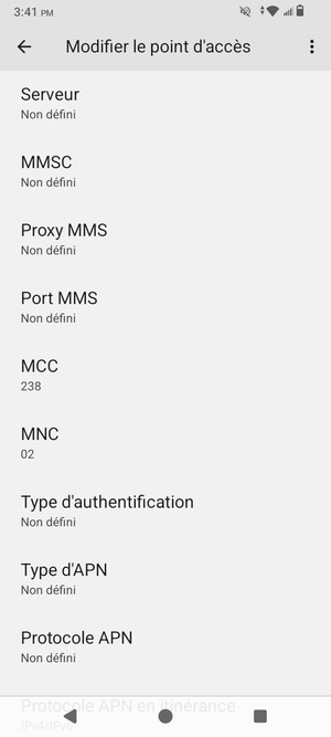 Faites défiler vers le bas et saisissez les informations MMS