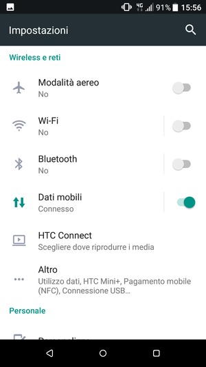 Seleziona Dati mobili